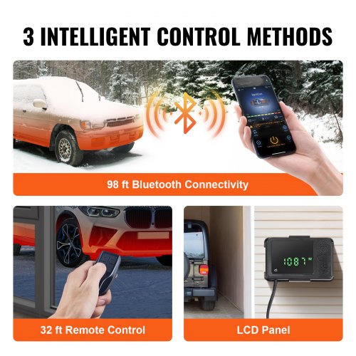 VEVOR powietrzna nagrzewnica postojowa na olej napędowy 12V 8KW nagrzewnica powietrza na olej napędowy nagrzewnica postojowa na olej napędowy nagrzewnica powietrza 0.16-0.62 L/h Podgrzewacz diesla z wyświetlaczem LCD i pilotem oraz aplikacją Bluetooth