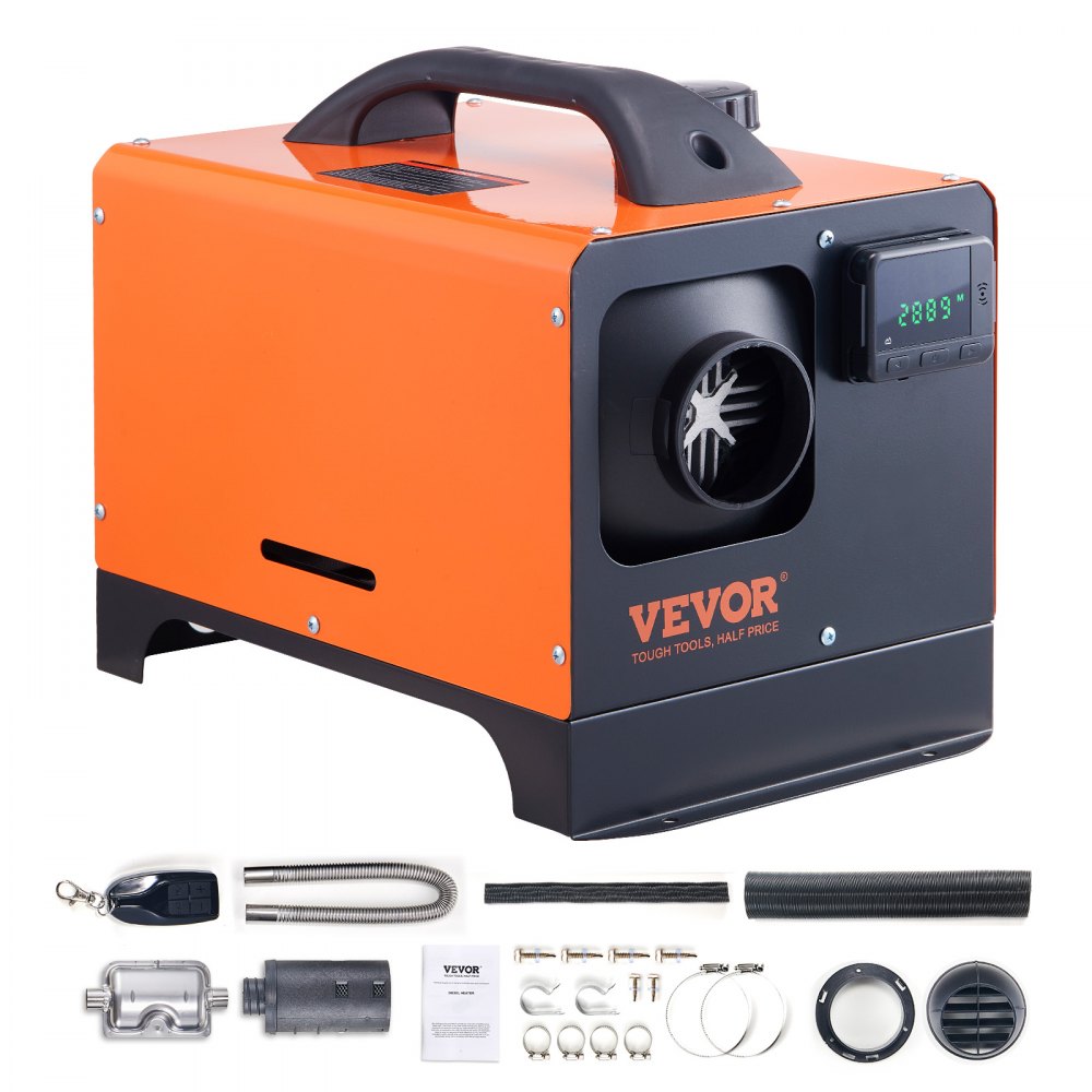 Nagrzewnica powietrzna na olej napędowy VEVOR nagrzewnica postojowa 12 V 5 kW, nagrzewnica powietrza nagrzewnica postojowa na olej napędowy nagrzewnica powietrza, 0,16-0,52 l/h. Podgrzewacz oleju napędowego z wyświetlaczem LCD i pilotem Podgrzewacz powietrza Diesel Autobus, ciężarówka itp.