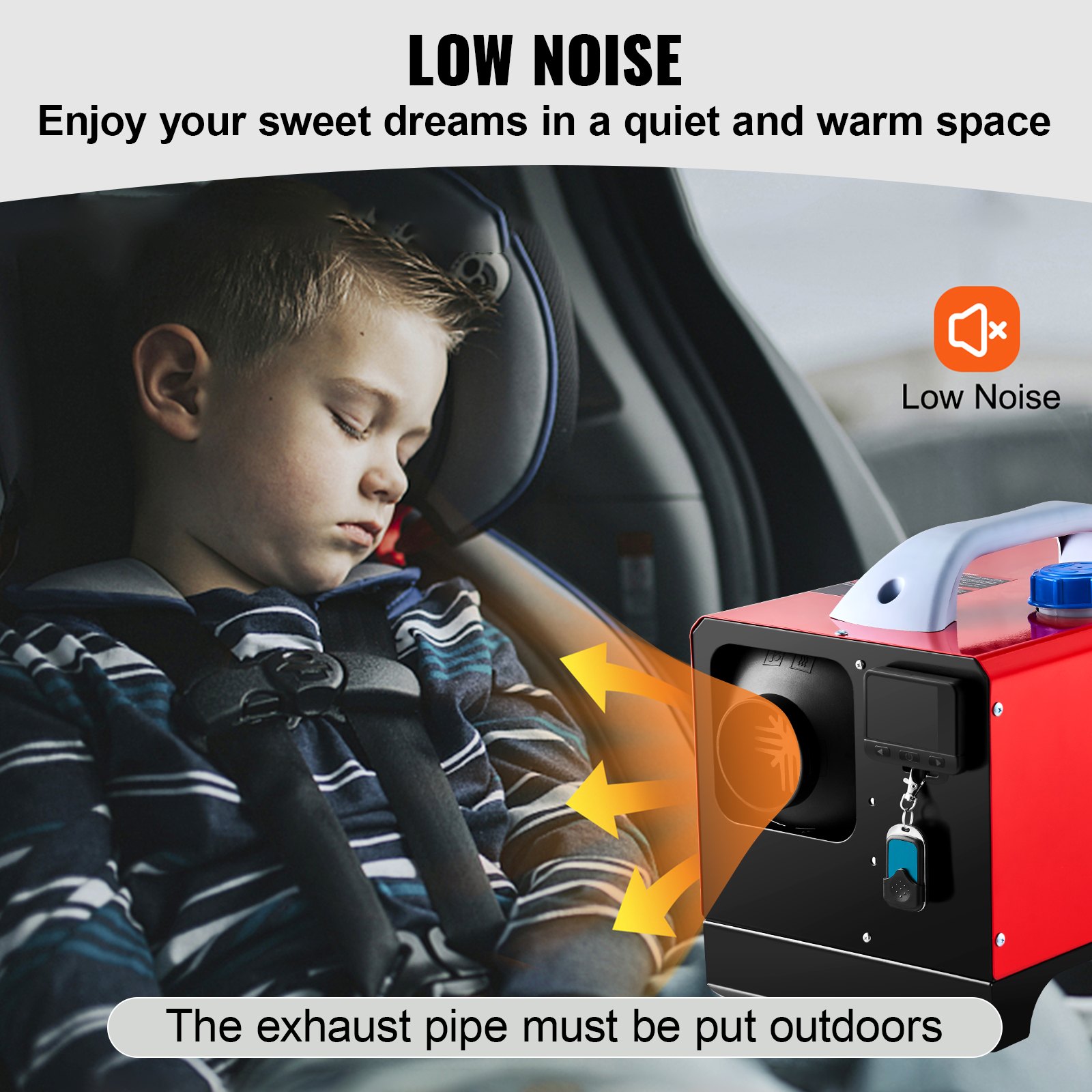 VEVOR 12V Diesel Car Fuel-Powered Parking Heater, Diesel Air Heater 8 KW, Air Diesel Heater for Car RV Truck Camper Bus with Remote Control, Red LCD Switch & 1 Air Outlet