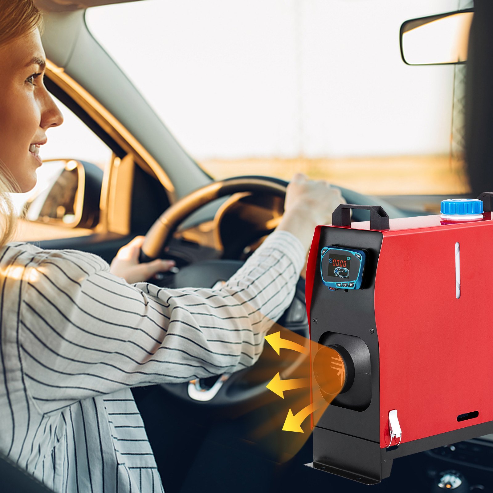 Ogrzewanie postojowe Diesel 12V Ogrzewanie postojowe 5KW do samochodu RV Łódź Ciężarówka Samochód kempingowy Autobus (z niebieskim wyświetlaczem LCD i pilotem + tłumikiem)