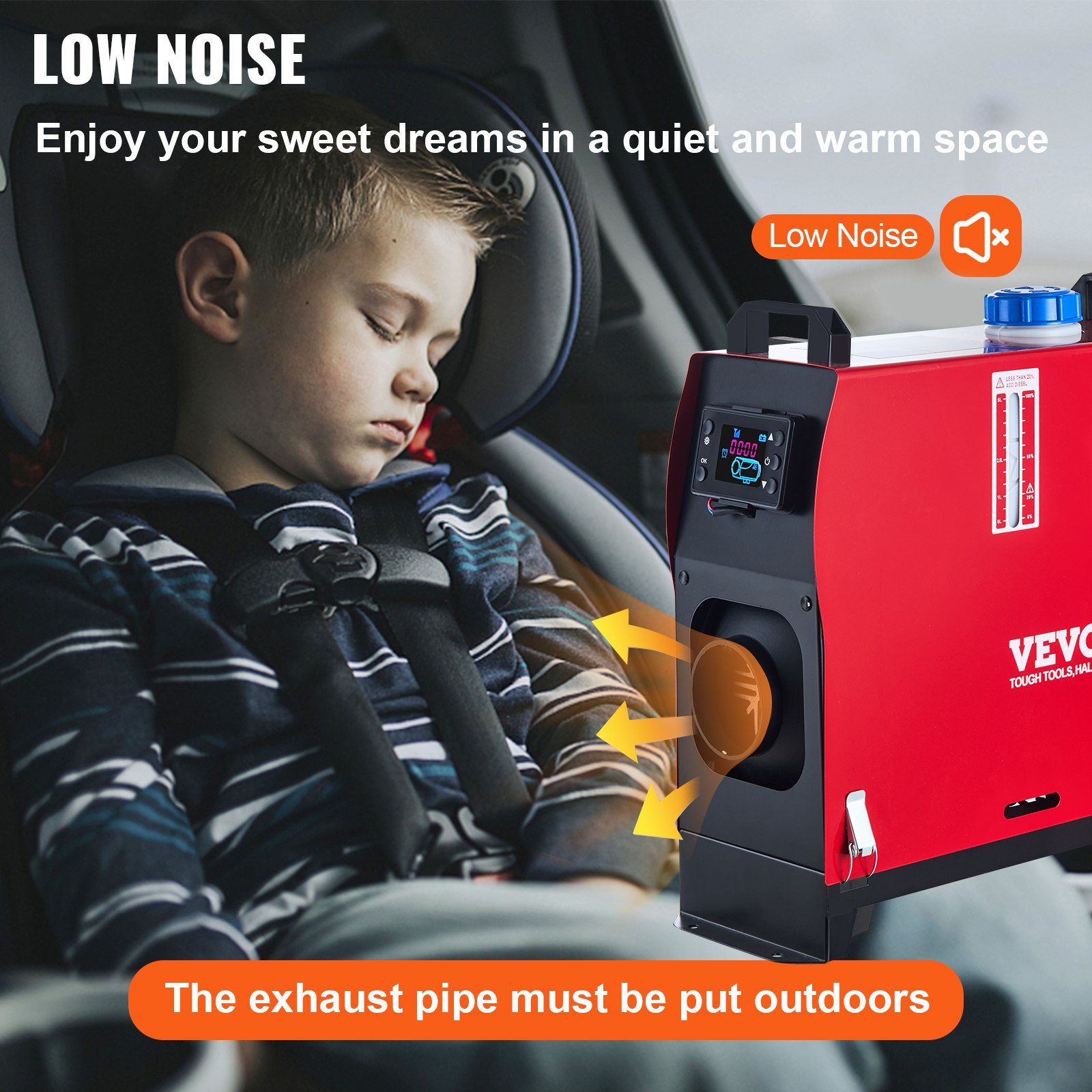 Nagrzewnica powietrza VEVO 12V 5-8KW diesel, ogrzewanie postojowe diesel, nagrzewnica powietrza diesel, nagrzewnica powietrza diesel, ogrzewanie postojowe powietrzne do samochodów ciężarowych, kamperów, autobusów z przełącznikiem LCD, 1 wyjście powietrza