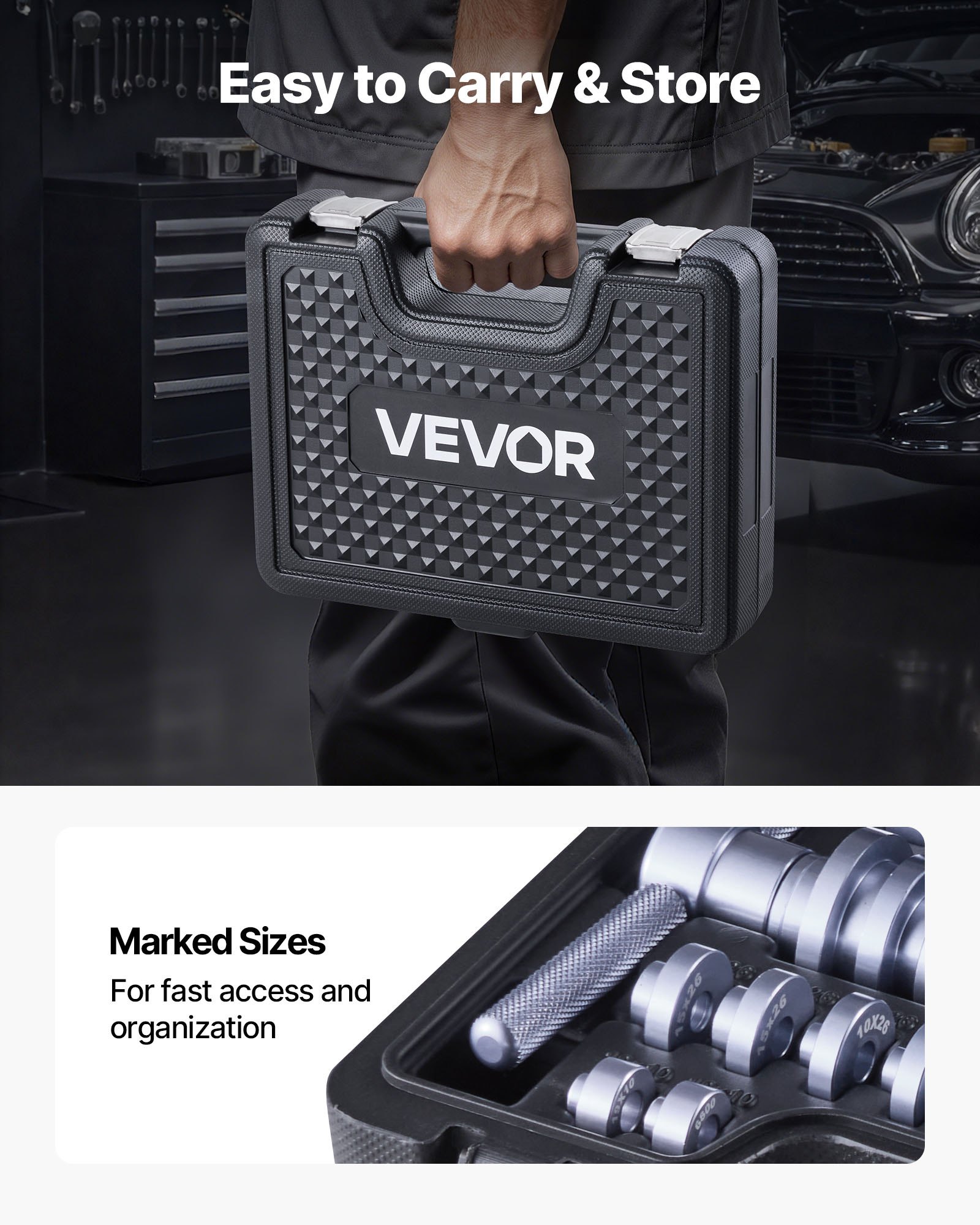 VEVOR Bearing Press Kit, 25 Pcs, Bearing Race and Seal Driver Set with Bushings & Wrenches, Bushing Driver Tool Set, Heavy Duty Aluminum Alloy Seal Removal Installation Tool Kit with Storage Case
