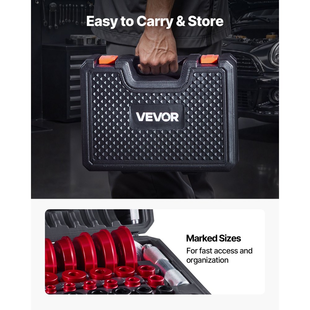 VEVOR Bearing Press Kit, 43 Pcs, Bearing Race and Seal Driver Set with 39 Bushings & Handle Shafts, Bushing Driver Tool Set, Heavy Duty Aluminum Alloy Removal Installation Tool Kit with Storage Case