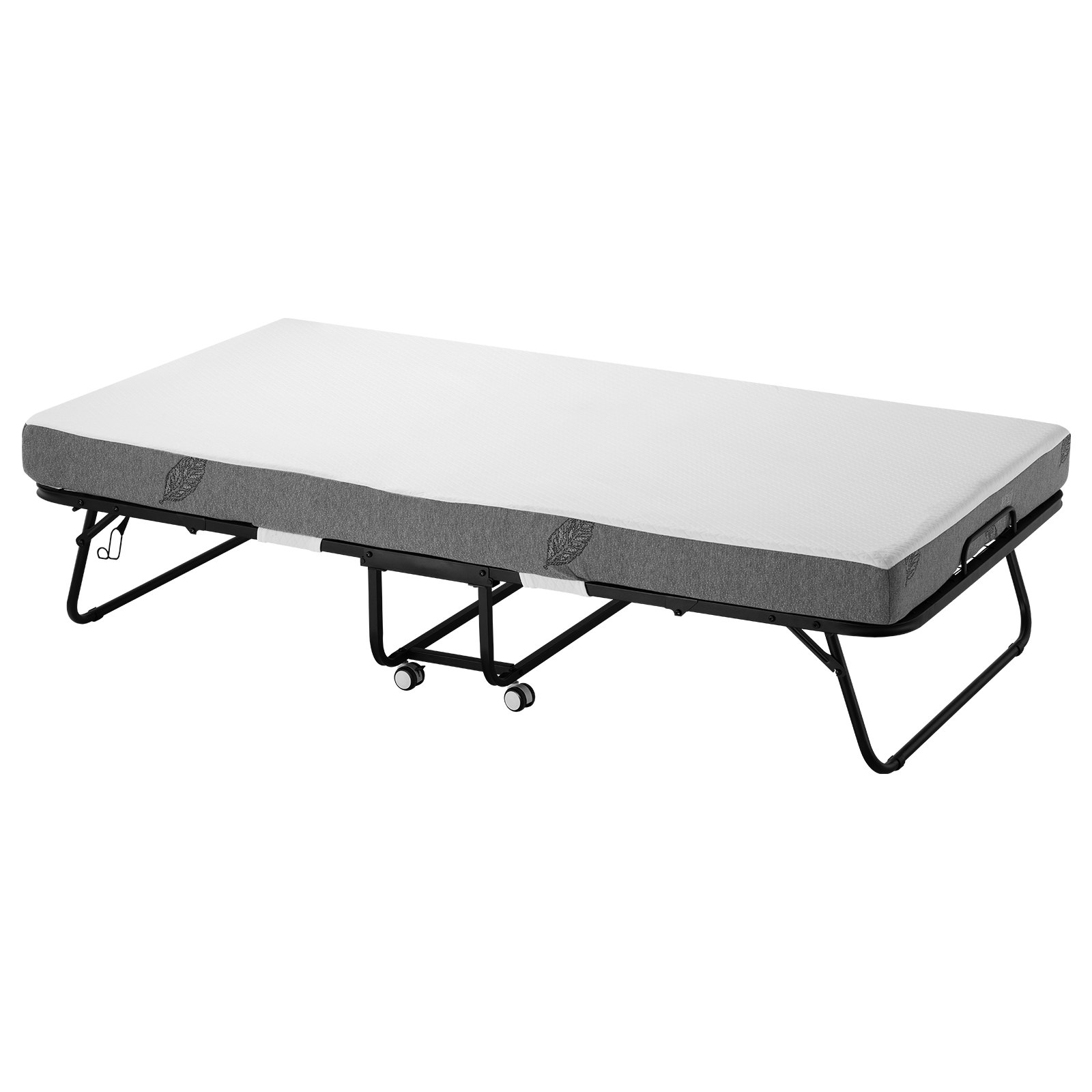 VEVOR Rollaway Bed with 12.7 cm Mattress, Foldable Single Bed with Memory Foam Mattress (190 x 98 cm), 204.1 kg Load Capacity Guest Bed for Adults, Metal Bed for Bedroom