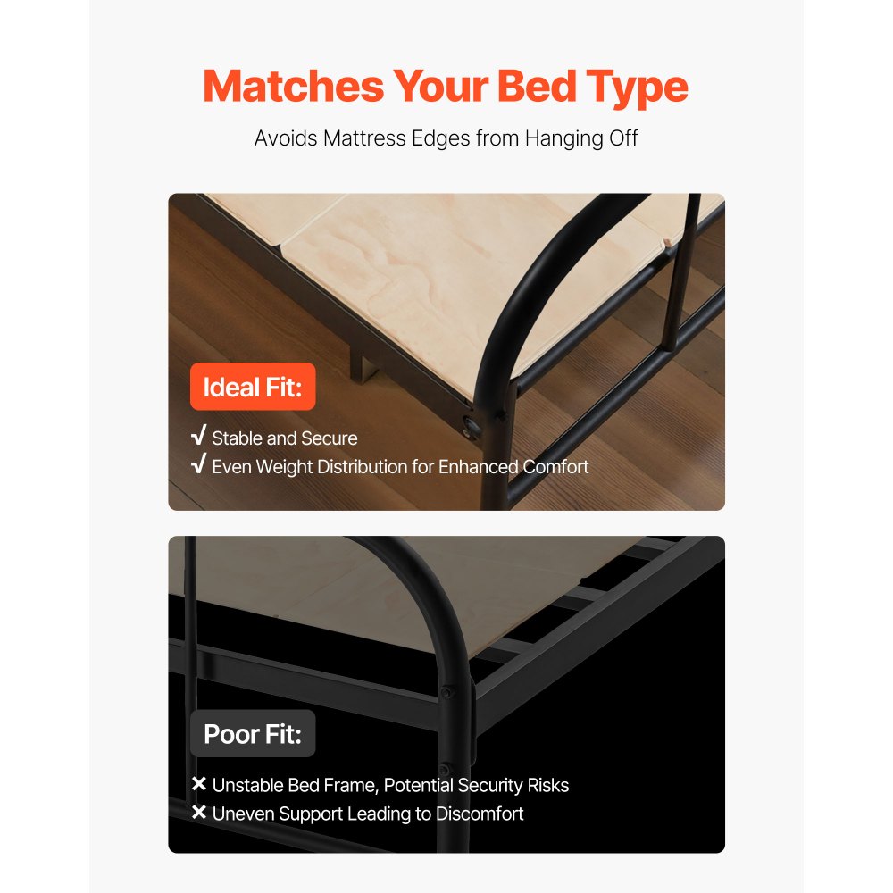 VEVOR Twin Size Bunkie Board składana deska do łóżka z listwami i łącznikiem, drewniany materac nawierzchniowy, podparcie pod materace, gotowy do użycia, 8-częściowy zestaw listew z naturalnego drewna