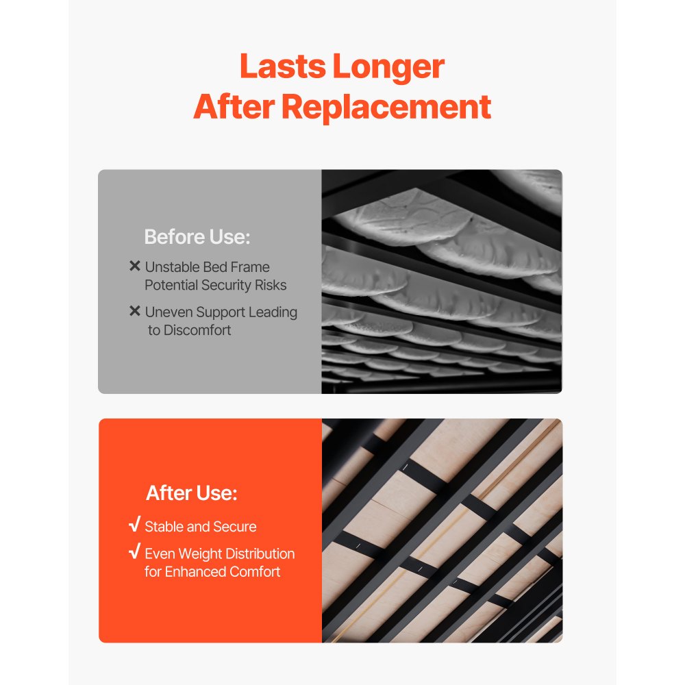 VEVOR Twin Size Bunkie Board składana deska do łóżka z listwami i łącznikiem, drewniany materac nawierzchniowy, podparcie pod materace, gotowy do użycia, 8-częściowy zestaw listew z naturalnego drewna