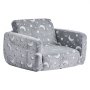 VEVOR Sofa dziecięca Fotel dziecięcy wykonany z tkaniny gąbczastej i flanelowej 28D z podłokietnikami, zmywalna sofa dziecięca świecąca w ciemności Sofa dziecięca rozkładana sofa do pokoju zabaw Salon szary