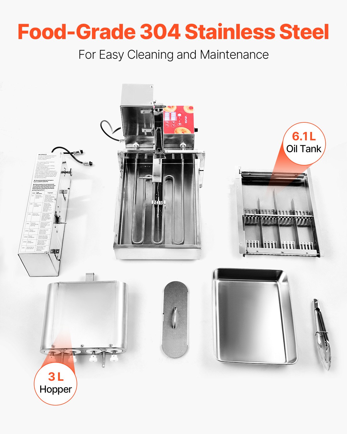 Automatyczna maszyna do pączków VEVOR, komercyjna, 4-rzędowa, 240 sztuk/godzinę, wysokowydajna elektryczna maszyna do pączków, frytkownica ze stali nierdzewnej z inteligentnym sterowaniem, maszyna do pączków