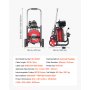 Maszyna do czyszczenia rur VEVOR φ10,5 mm x 30 m, spirala czyszcząca z kółkami, automatyczny posuw, 8 ostrzy tnących i pneumatyczny włącznik nożny, przepychacz do rur o średnicy od 50 do 100 mm