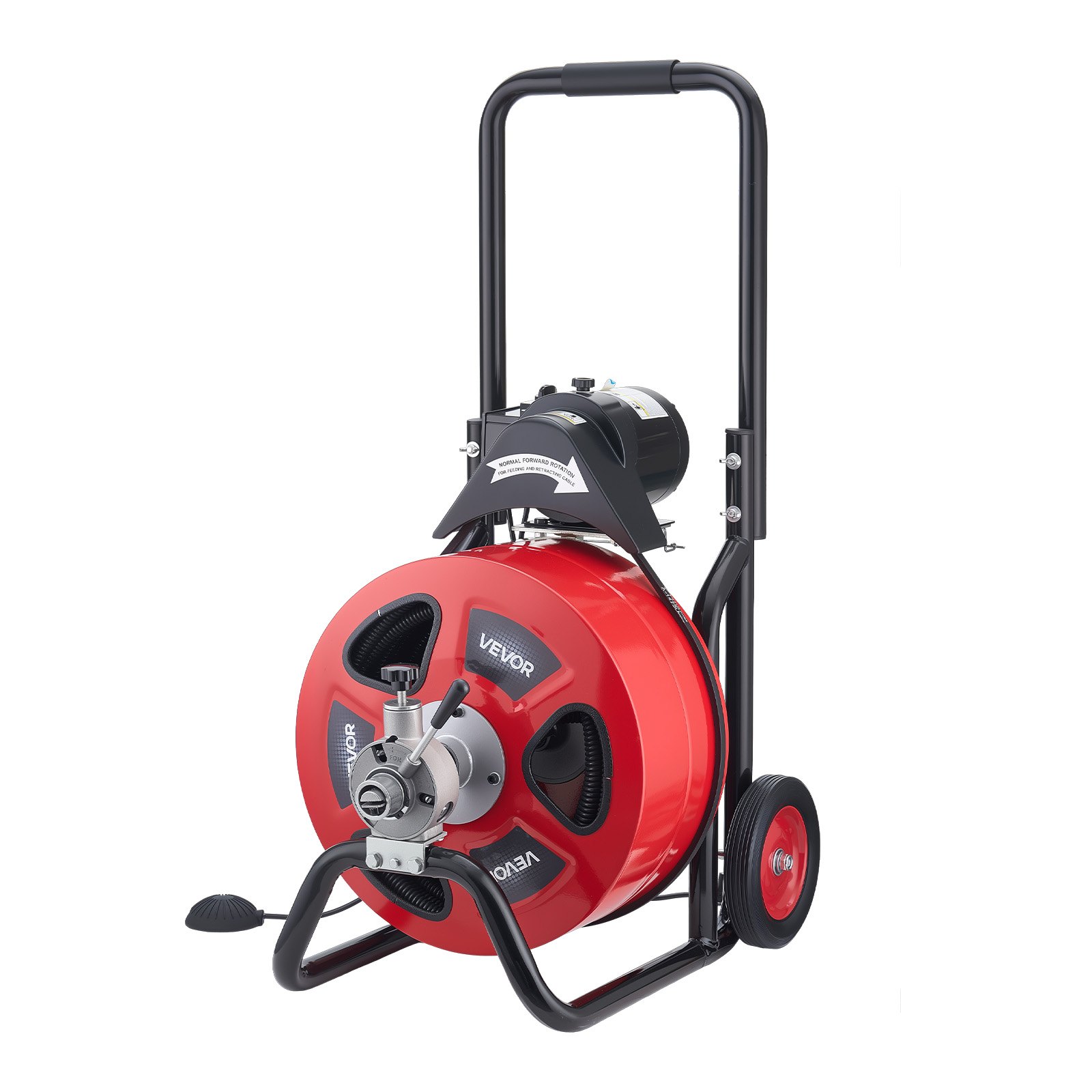 Maszyna do czyszczenia rur VEVOR z automatycznym podawaniem, spirala do czyszczenia rur 30 m x 19 mm z rolkami, elektryczny czyścik do rur o średnicy 100–200 mm, urządzenie do czyszczenia rur do odpływów, toalet i zlewów