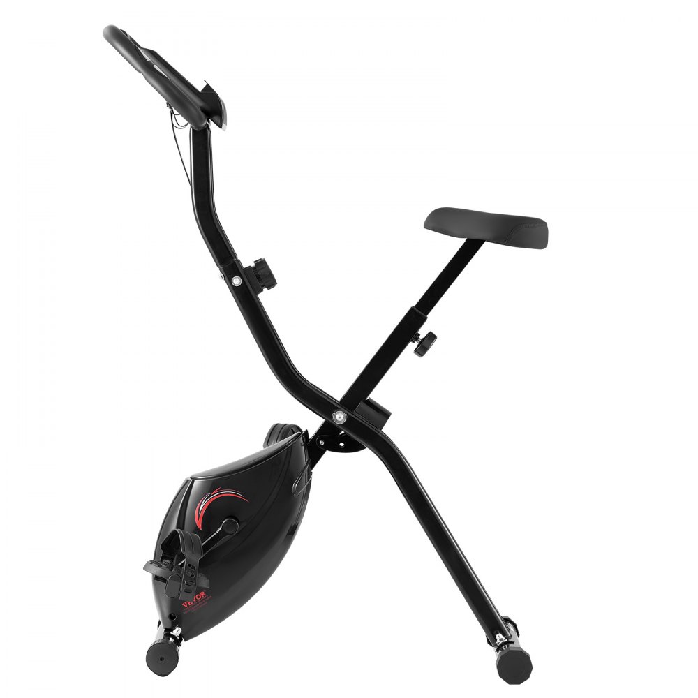 Rower treningowy składany VEVOR, regulowany opór magnetyczny, rower stacjonarny do ćwiczeń w domu, wygodna poduszka na siedzisko, monitor LCD, czarny