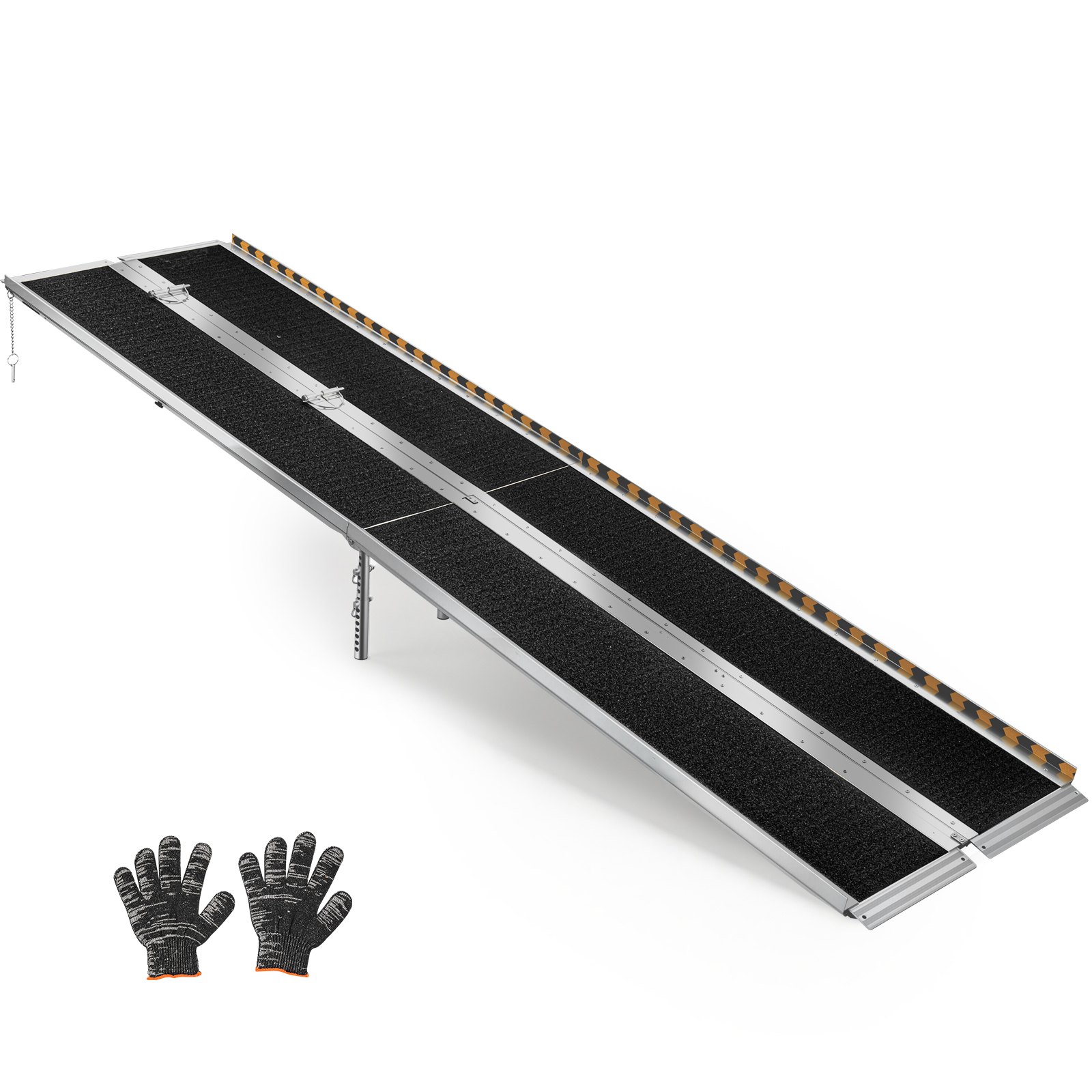 VEVOR Składana rampa dla wózków inwalidzkich 3045 x 745 mm, 362,9 kg, wytrzymała, z powierzchnią antypoślizgową i regulowanymi nóżkami podporowymi 170-400 mm, przenośna rampa dla wózków inwalidzkich do progów drzwi i krawężników