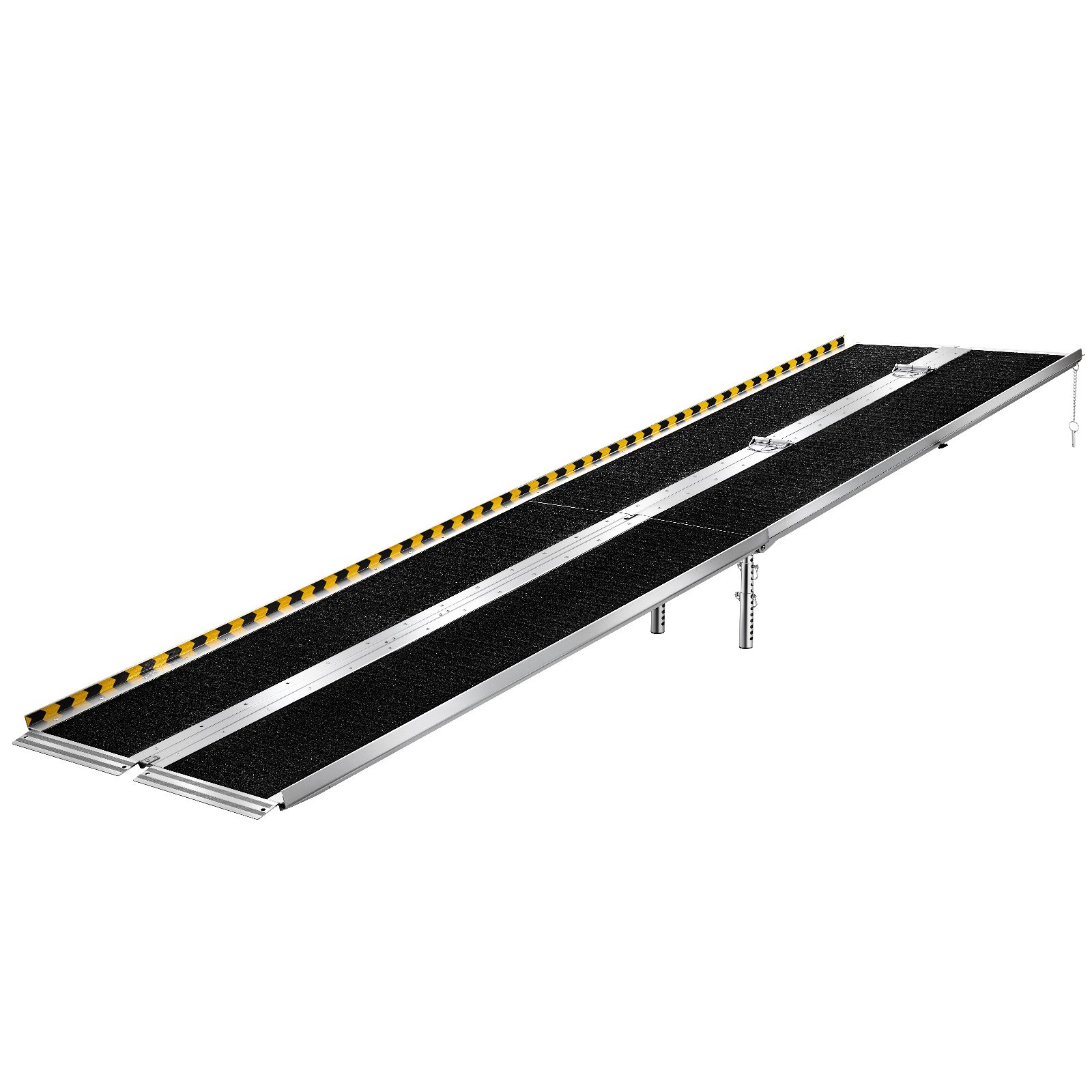 VEVOR Składana rampa dla wózków inwalidzkich 3045 x 745 mm, 362,9 kg, wytrzymała, z powierzchnią antypoślizgową i regulowanymi nóżkami podporowymi 170-400 mm, przenośna rampa dla wózków inwalidzkich do progów drzwi i krawężników