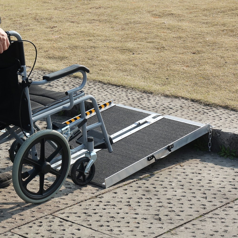 VEVOR Portable Wheelchair Ramp, 61 cm 362.9 kg Capacity, Non-Slip Aluminum Folding Threshold Ramp, Foldable Mobility Scooter Ramp Wheel Chair Ramp, Handicap Ramp for Home Steps, Stairs, Doorways, Curbs