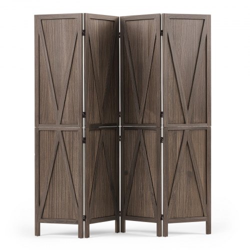 Składana ścianka działowa VEVOR, drewniana ścianka działowa, 4-panelowa, wzór X 1702 mm, ścianka działowa i dekoracja wnętrz, rama z litego drewna, zawiasy obrotowe 360°, rustykalna drewniana ścianka działowa z osprzętem montażowym