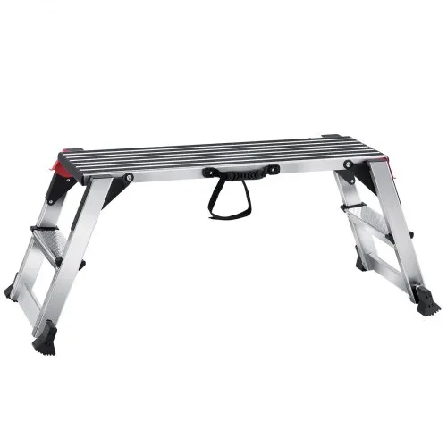 VEVOR Aluminiowa platforma robocza składana, stół roboczy 100x30x48,7 cm, udźwig 200 kg, stół schodowy z blokadami bezpieczeństwa, drabina schodowa do domu, biura, warsztatu i garażu, srebrna