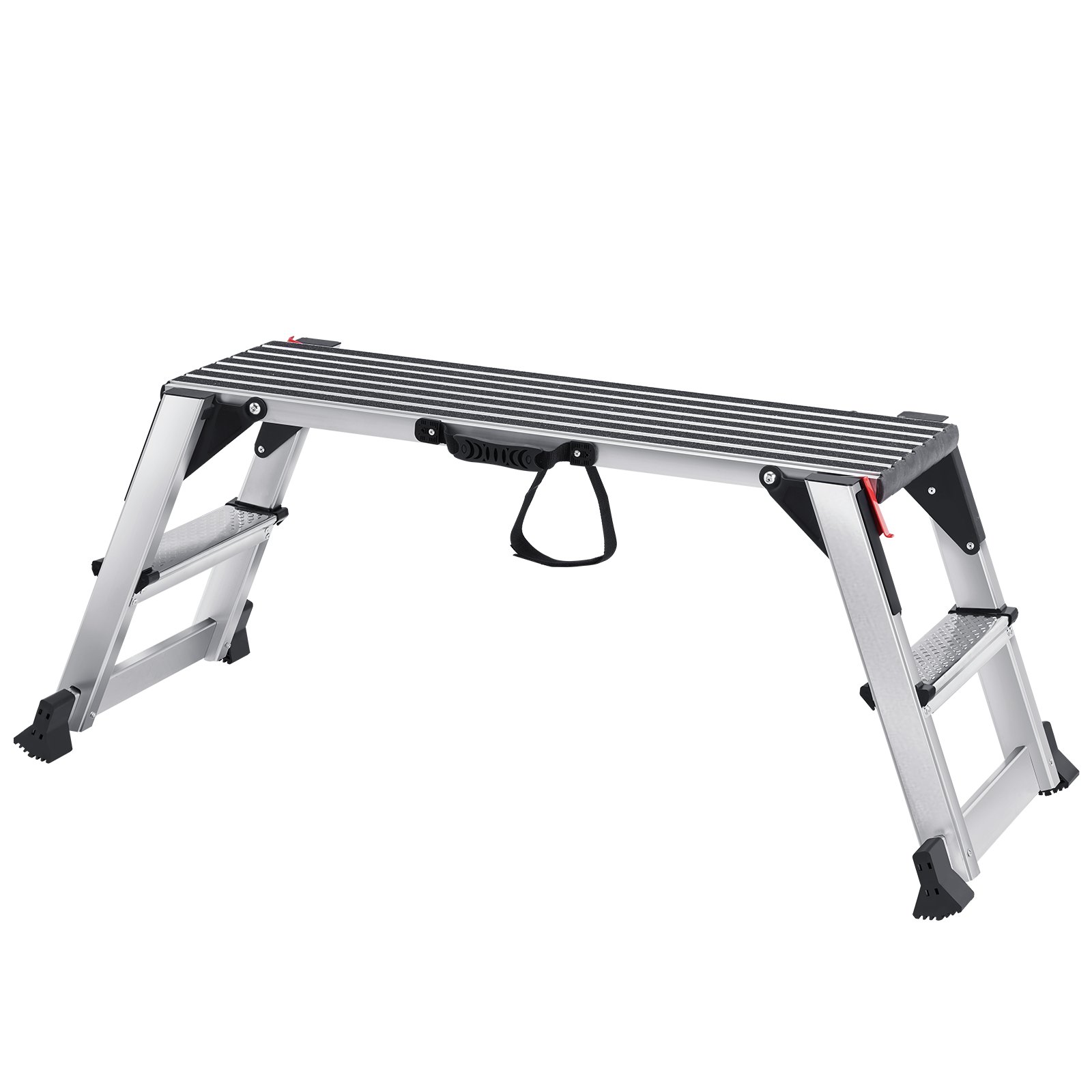 VEVOR Aluminum Folding Work Platform 100x30x48.7cm Work Stage 200kg Load Capacity Step Bench with Safety Locks Step Ladder for Home Office Workshop & Garage Silver
