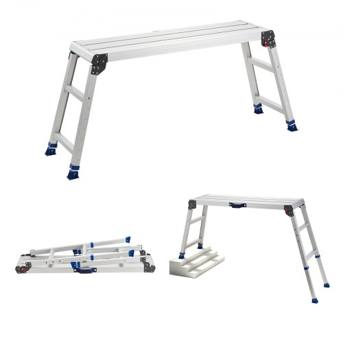 Platforma robocza VEVOR 1016x305 mm, składana aluminiowa platforma robocza o udźwigu 226,8 kg, regulowany podest roboczy o wysokości 584-876 mm z blokadą bezpieczeństwa, przenośna drabina schodowa do domu i warsztatu