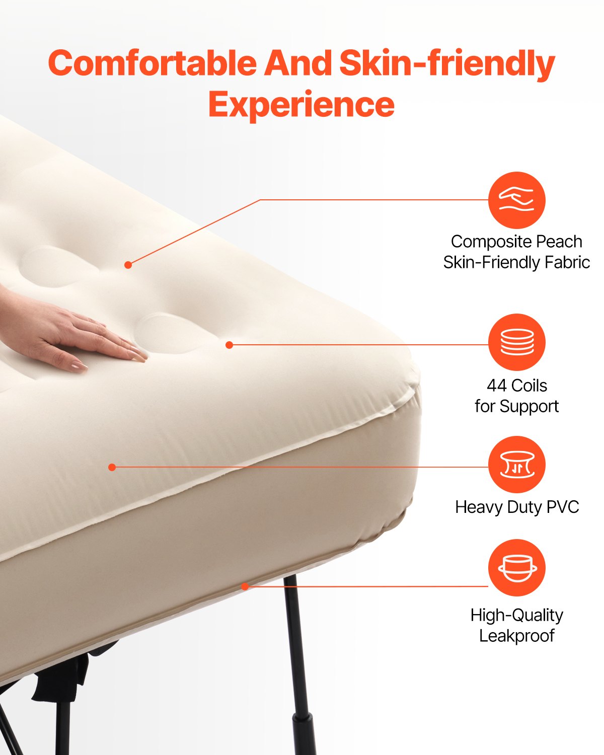 VEVOR materac dmuchany łóżko kempingowe łóżko gościnne 2 osoby 197x153x63cm