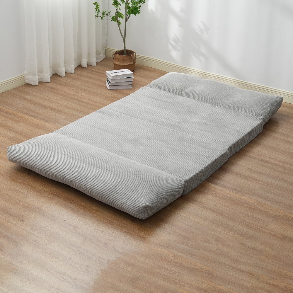 VEVOR 3 w 1 rozkładana sofa z 2 poduszkami i zmywalnym pokrowcem, rozkładany fotel z pianki memory 25D, kanapa do salonu i sypialni, jasnoszara (pełna / 2410 x 1360 x 120 mm)