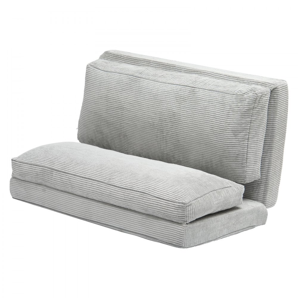 VEVOR 3 w 1 rozkładana sofa z 2 poduszkami i zmywalnym pokrowcem, rozkładany fotel z pianki memory 25D, kanapa do salonu i sypialni, jasnoszara (pełna / 2410 x 1360 x 120 mm)