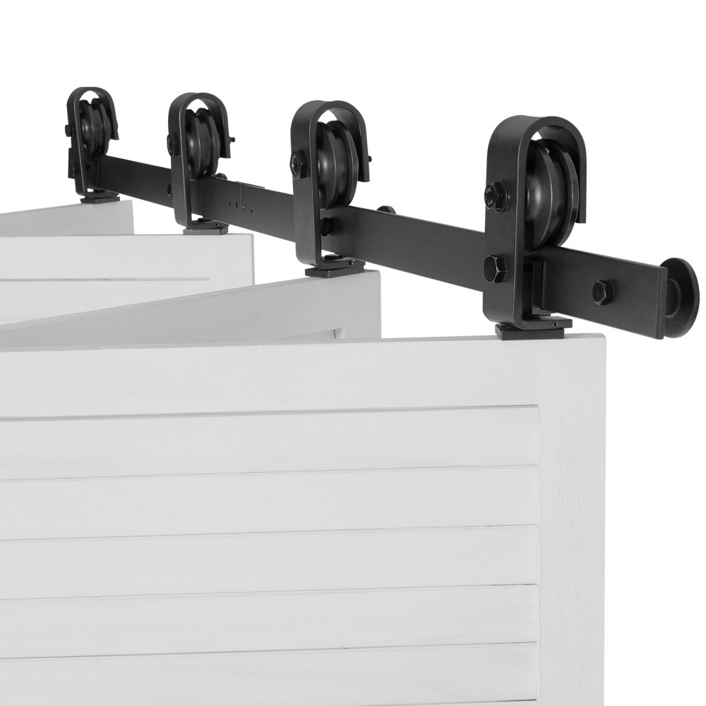 System prowadnic do drzwi przesuwnych składanych VEVOR, prowadnica 132 cm, okucie do drzwi przesuwnych o nośności 150 kg, odpowiedni do czterech drzwi do szaf i pralni o szerokości 30,5 cm (nie wchodzi w skład zestawu)