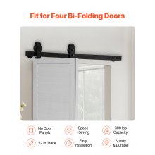 System drzwi przesuwnych VEVOR Track Door System składane drzwi przesuwne 91,4 cm szyna 150 kg czarny