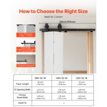 System drzwi przesuwnych VEVOR Track Door System składane drzwi przesuwne 91,4 cm szyna 150 kg czarny