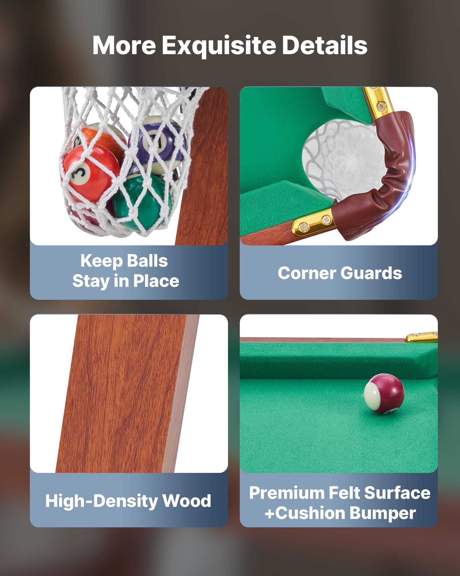 VEVOR Folding Pool Table, 140cm Portable Billiards Tables, Foldable Space-Saving Entertainment Game Set Includes Ball, Cue, Rack, Chalk, Brush, Brown with Bule Cloth, for Family Use, Recreation Room