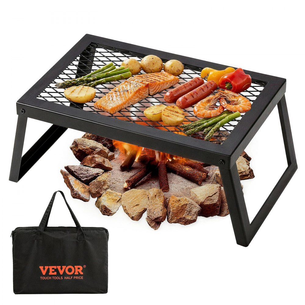 VEVOR BBQ Gills Grill węglowy składany 458 x 305 x 205 mm, grill stołowy, przenośny grill podróżny, udźwig 6 kg, składany grill piknikowy na zewnątrz, grill kempingowy, czarny, 300 ℃, na patio, kemping, imprezę