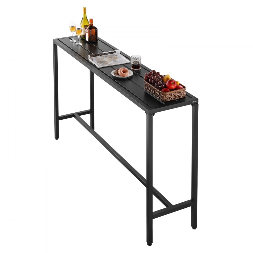 Stół barowy VEVOR, 1600 x 375 x 980 mm, stół bistro, wysoki stół z metalową ramą, prostokątne stoły jadalne, stół kuchenny, stół barowy, stół imprezowy, meble ogrodowe na balkon, do ogrodu, przy basenie