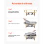 VEVOR Chafing Dish Set, Stainless Steel Food Warmer with 2 Full-Size Pans (7.5 L) & 4 Half-Size Pans (4 L), Rectangular Catering Warmer with Lid & Water Pan Stand, Gold
