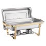 VEVOR Chafing Dish Set, Stainless Steel Food Warmer with 2 Full-Size Pans (7.5 L) & 4 Half-Size Pans (4 L), Rectangular Catering Warmer with Lid & Water Pan Stand, Gold