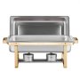 VEVOR Chafing Dish Set, Stainless Steel Food Warmer with 2 Full-Size Pans (7.5 L) & 4 Half-Size Pans (4 L), Rectangular Catering Warmer with Lid & Water Pan Stand, Gold