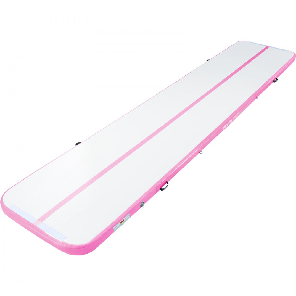 VEVOR Gymnastics Air Mat nadmuchiwana mata gimnastyczna do akrobacji, tor do akrobacji z pompką elektryczną, 498 x 101 x 10 cm, mata treningowa do użytku domowego/siłowni/jogi/cheerleadingu, różowa