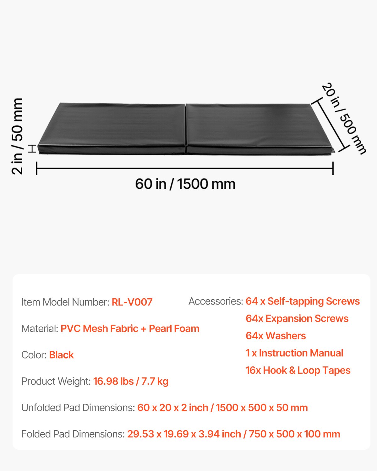 VEVOR 4 x Gym Wall Pads (150 x 50 x 5 cm) Mata ścienna odporna na rozdarcia, wyjmowana pianka o wysokiej gęstości do montażu na ścianie boiska do koszykówki, podkładka ochronna do garażu
