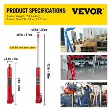 VEVOR Hydrauliczny podnośnik z długim siłownikiem, ręczna, pojedyncza pompa, podnośnik z silnikiem o udźwigu 4 ton