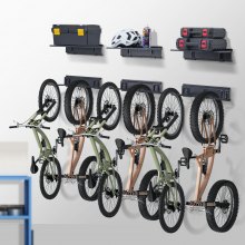 Stojak na rowery VEVOR do montażu na ścianie, garaż, uchwyt na rowery, 3 półki, 6 rowerów