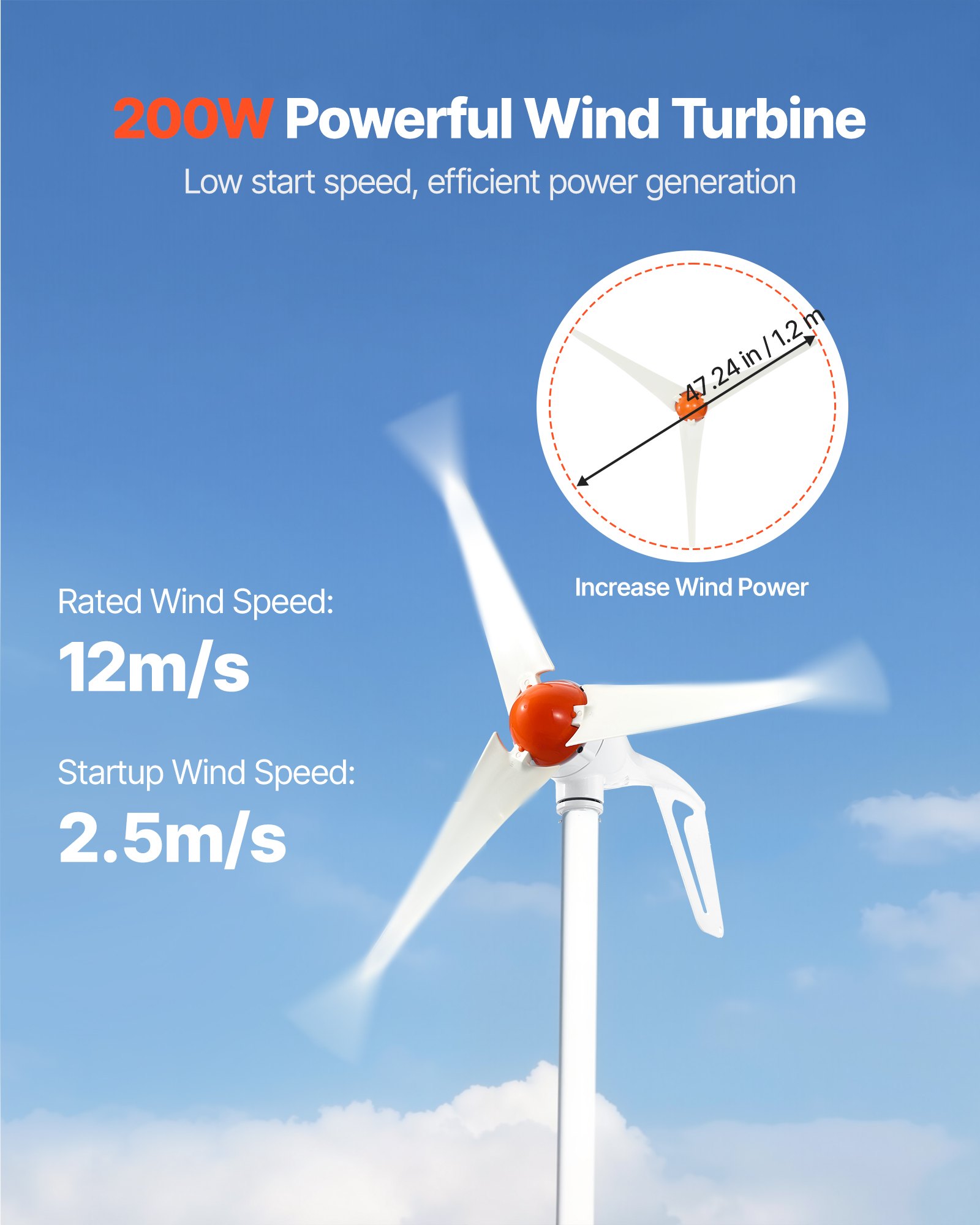 Zestaw solarno-wiatrowy VEVOR 12 V 400 W, 2 monokrystaliczne panele słoneczne 100 W + turbina wiatrowa 200 W + hybrydowy kontroler MPPT do systemów wiatrowo-słonecznych do domu, kampera, łodzi i kempingu, poza siecią