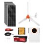 Zestaw solarno-wiatrowy VEVOR 24 V 1 kW, 6 paneli monokrystalicznych 100 W + turbina wiatrowa 400 W i kontroler + akumulator LiFePO4 25,6 V 100 Ah + hybrydowy falownik solarny 24 V 3 kW do łodzi, gospodarstwa rolnego i instalacji poza siecią