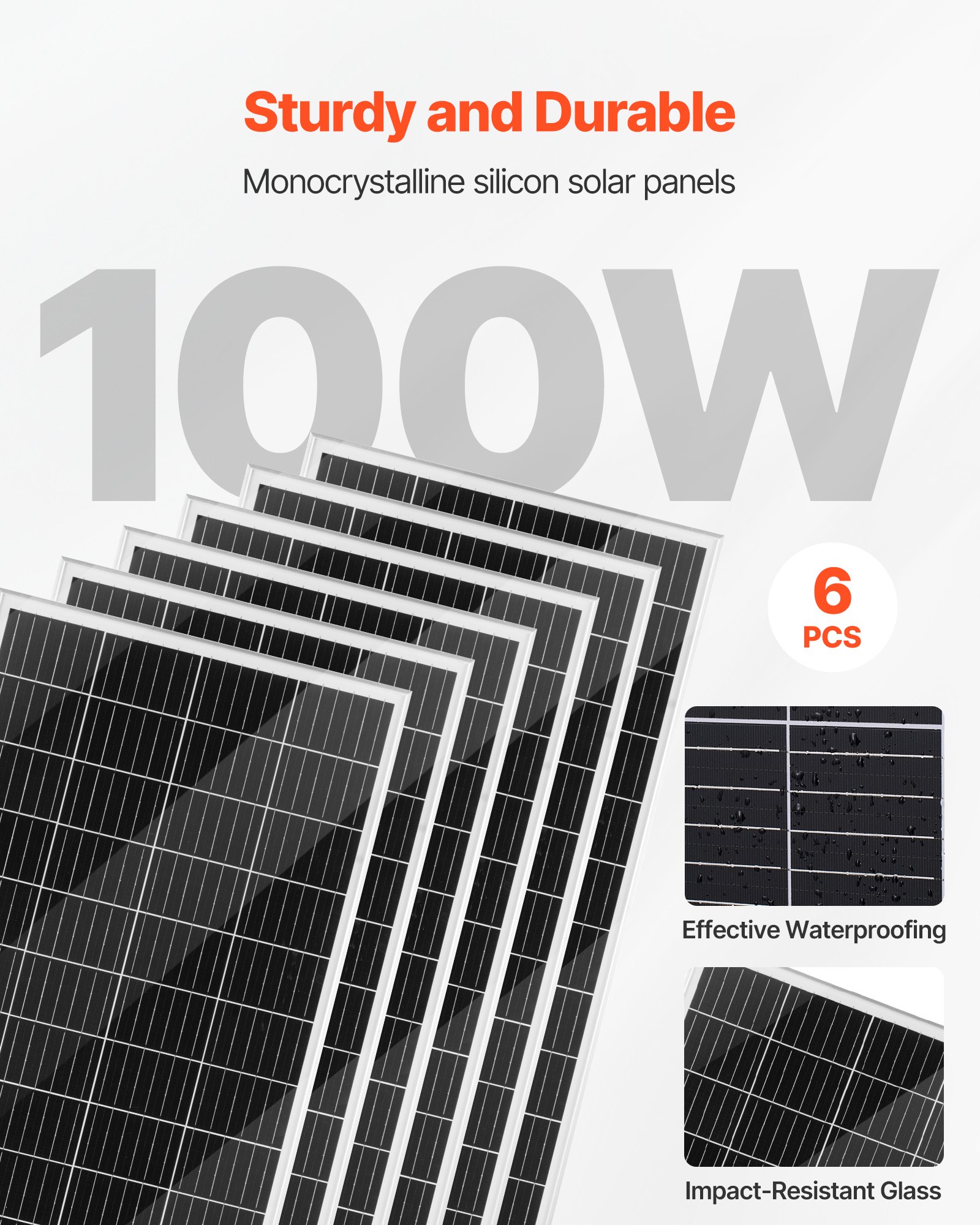 Zestaw solarno-wiatrowy VEVOR 24 V 1 kW, 6 paneli monokrystalicznych 100 W + turbina wiatrowa 400 W i kontroler + akumulator LiFePO4 25,6 V 100 Ah + hybrydowy falownik solarny 24 V 3 kW do łodzi, gospodarstwa rolnego i instalacji poza siecią