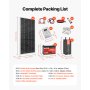 Kompletny zestaw paneli słonecznych VEVOR 400 W 12 V, 2 szt. monokrystalicznych modułów słonecznych o mocy 200 W + akumulator LiFePO₄ 12,8 V 100 Ah + regulator ładowania MPPT 40 A + falownik 1000 W do pojazdów kempingowych, domów, kempingów, łodzi i instalacji poza siecią.