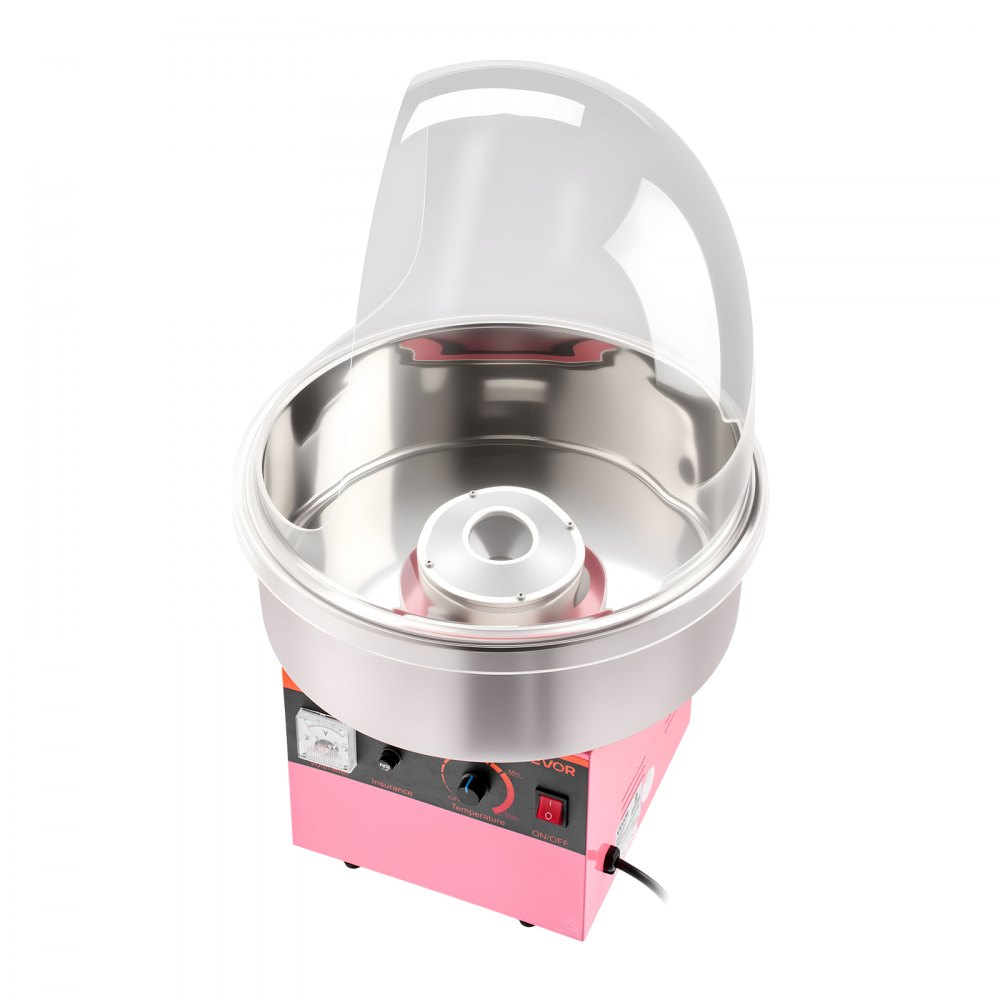 VEVOR Electric Cotton Candy Machine, 1000W Electric Floss Maker With Cover, Commercial Cotton Candy Machine w/Stainless Steel Bowl & Sugar Scoop, Ideal for Home, Carnival, Birthday, Family Party, Pink