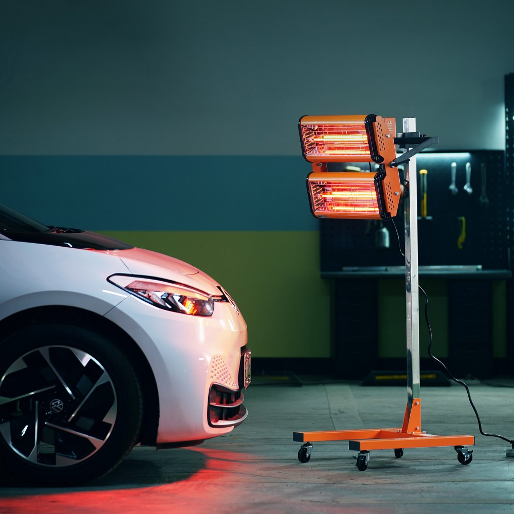 Lampa utwardzająca na podczerwień VEVOR, 2200 W, ustawienie czasu 1–60 min, lampa utwardzająca automatycznie z automatycznym podgrzewaczem i uchwytem, ​​powierzchnia do wypieku 47,6 m², podgrzewacze do kabin do wypieku natryskowego, suszarka do lakieru