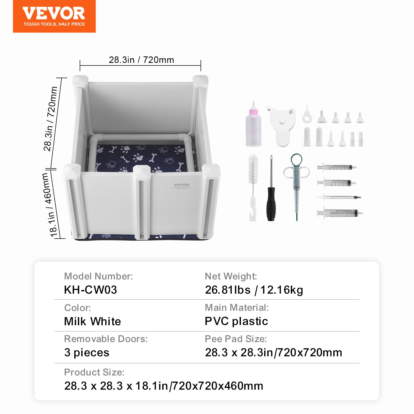 VEVOR kojec dla szczeniąt kojec dla szczeniąt kojec dla zwierząt kojec dla szczeniąt 72x72x46cm