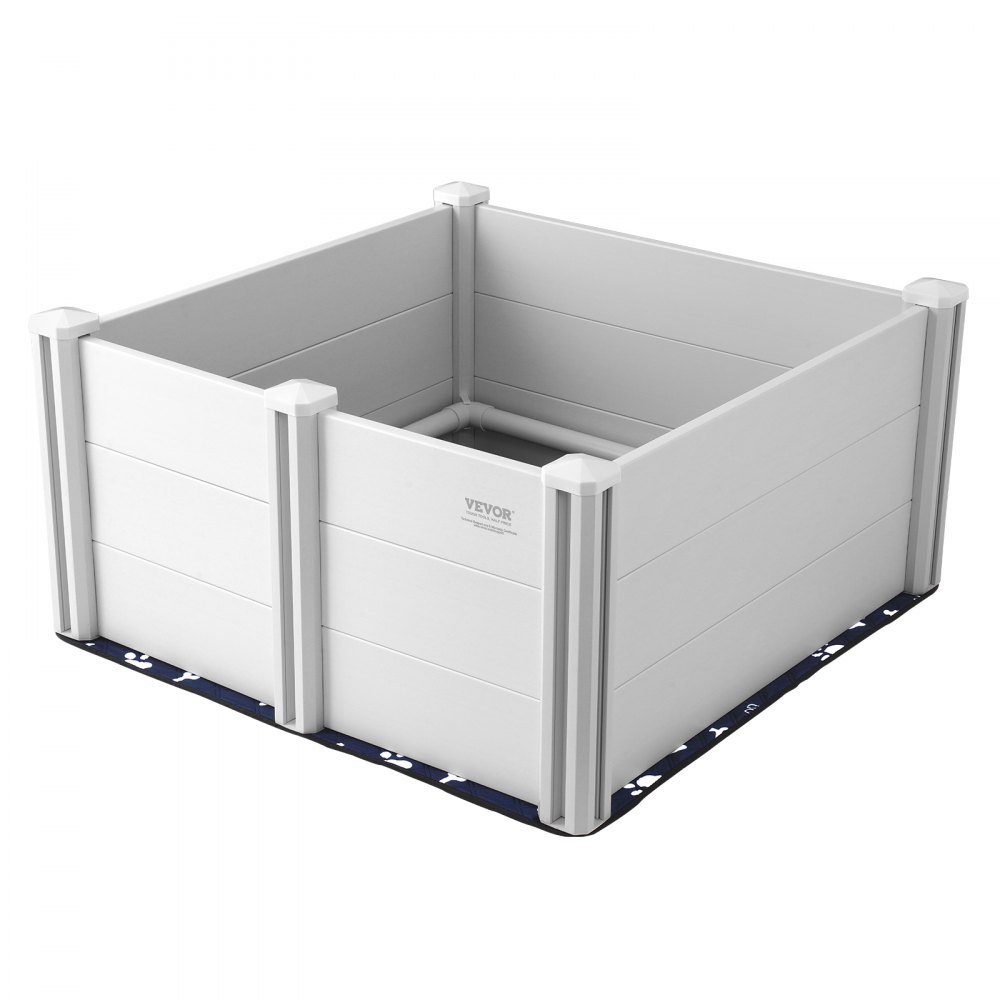 VEVOR Skrzynia porodowa dla psów, 98 x 98 x 46 cm, Skrzynia porodowa dla psów i szczeniąt, Wybieg dla szczeniąt, Skrzynia porodowa dla psów z barierkami i zmywalną matą higieniczną, Skrzynia porodowa dla psów średnich ras, biała