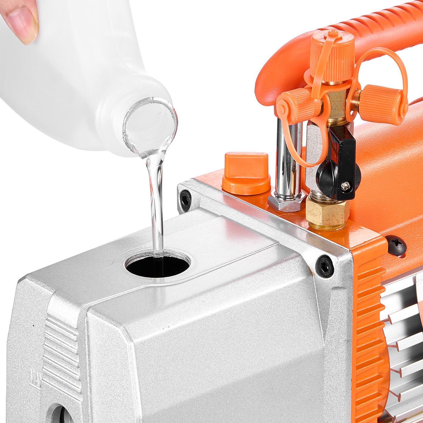 Pompa próżniowa VEVOR z manometrem, 7 CFM 198 l/min, dwustopniowa pompa próżniowa z łopatkami obrotowymi, zestaw pompy próżniowej 550 W do czynników R134a, R22 i R410a, z walizką do wykrywania nieszczelności, do samochodowych układów klimatyzacji