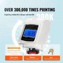 Zegar czasowy VEVOR Rejestracja czasu 102 kart czasowych, elektroniczny zegar czasowy z 2 klawiszami + 1 pasek, biały elektroniczny zegar montowany na ścianie dla małych firm, biur, fabryk itp.
