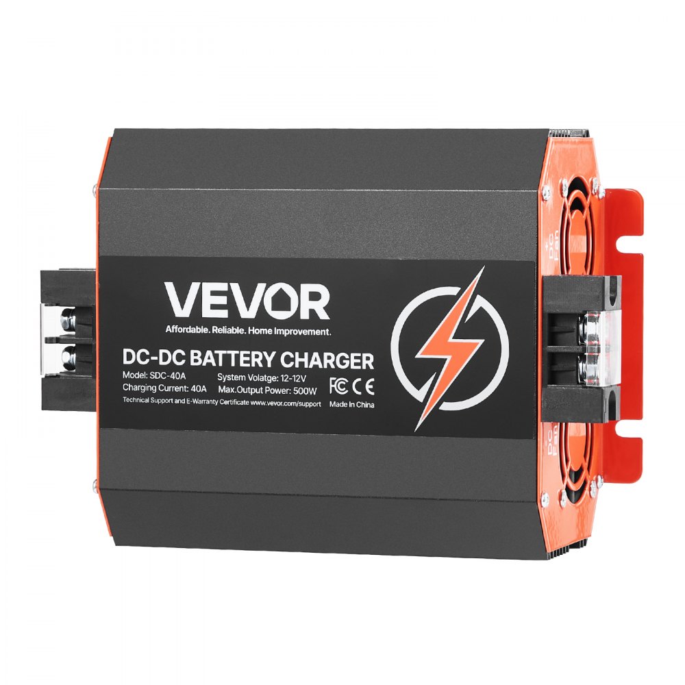 VEVOR Ładowarka akumulatorów DC/DC 12 V 40 A, 500 W do akumulatorów kwasowo-ołowiowych, litowych, AGM, żelowych i mokrych, inteligentne ładowanie wieloetapowe, do pojazdów kempingowych, pojazdów użytkowych, łodzi i jachtów