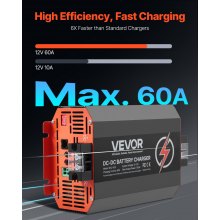 Ładowarka VEVOR 12 V 60 A DC/DC 750 W Kwasowo-ołowiowe Litowo-AGM ŻELOWE/Mokre